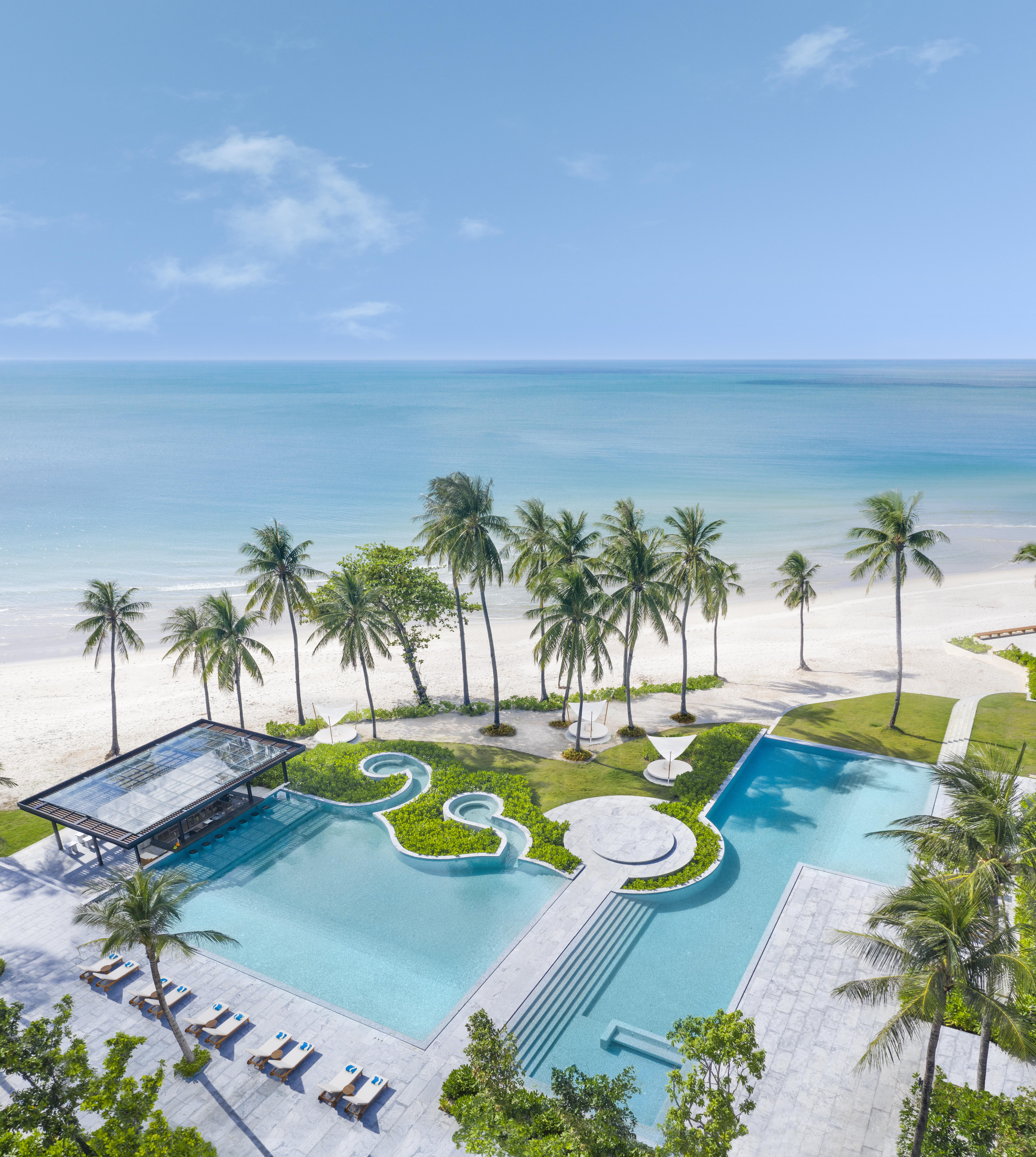 盛泰澜苏梅查汶海滩度假村酒店 外观 照片 Aerial view of the beach at the hotel